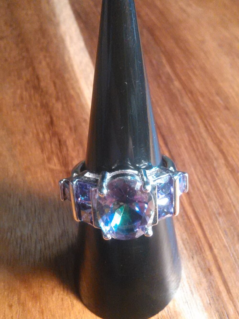 Simulated Mystic Topaz and Purple Crystal Ring (Size 7) - Picture 13 of 16